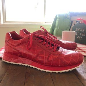 Louis Vuitton Red Croc Embossed Leather Run Away Platform Sneaker